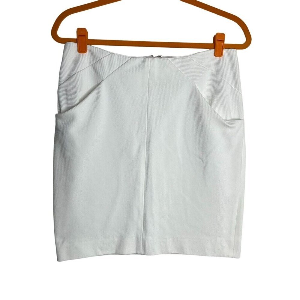 DVF Diane Von Furstenberg Camisha Mini Skirt White Size 6 Pockets Textured‎